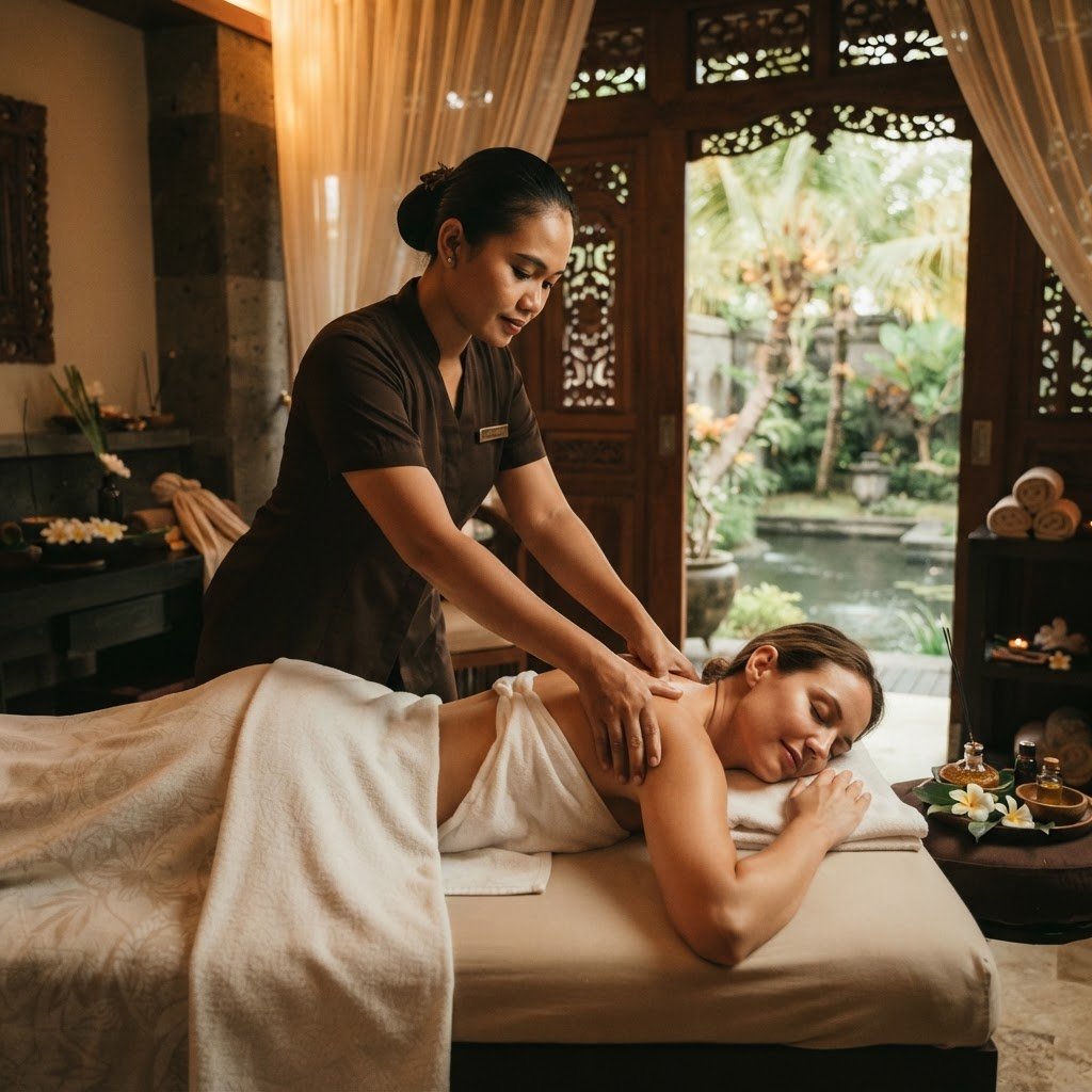Balinese massage with acupressure technique performed by professional therapist in a premium private room at UNIQ International Thai Spa Marathahalli